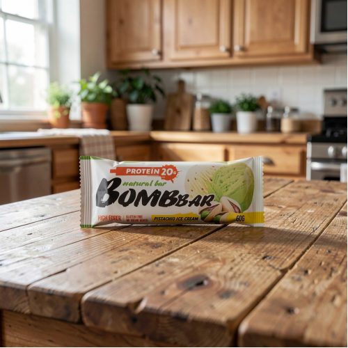 Батончик протеиновый Бомббар со вкусом фисташковый пломбир, 60г