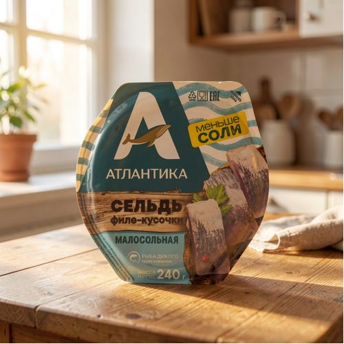 Сельдь ПК Атлантик Фиш филе слабосолёное Кубики, 500 г