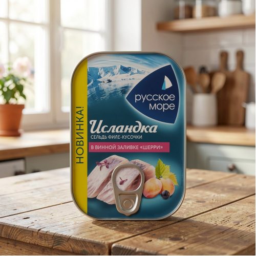 Сельдь Шерри Исландка филе кусочки, в винной заливке, 115 г
