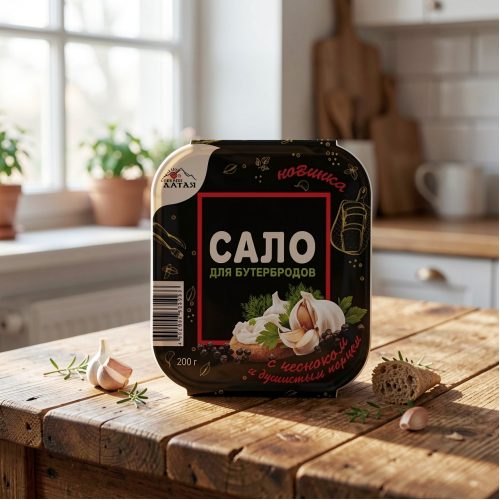 Сало для бутербродов с чесноком и зеленью, 200 г