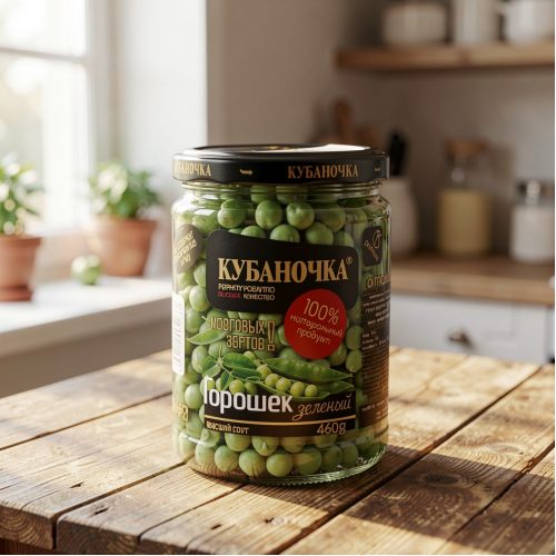 Горошек зеленый Кубаночка консервированный, 370 г