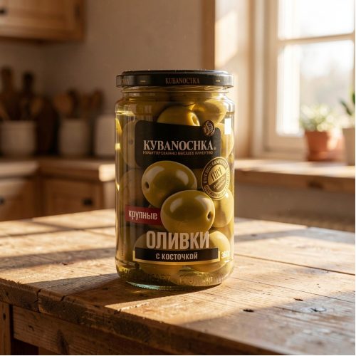 Оливки Кубаночка крупные без косточки в заливке, 360 г