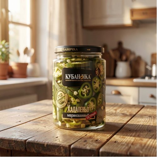 Перец острый зеленый Кубаночка халапеньо, 250 г