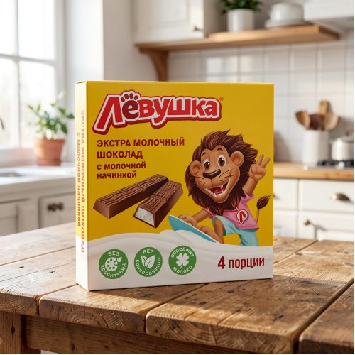 Шоколад экстра молочный Лёвушка с молочной начинкой, 50 г