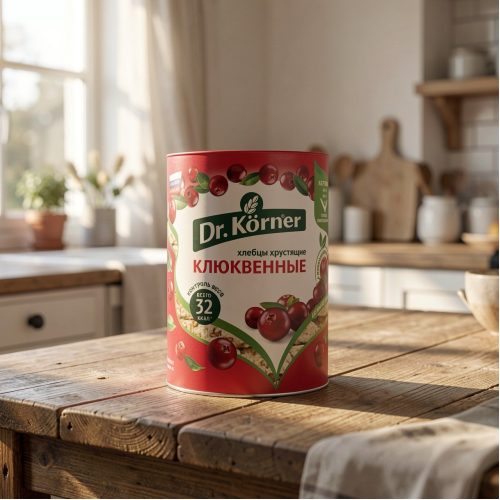 Хлебцы Dr.Korner злаковый коктейль клюквенные хрустящие, 100г