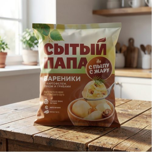 Вареники Сытый Папа с картофелем, луком и грибами, 5 кг