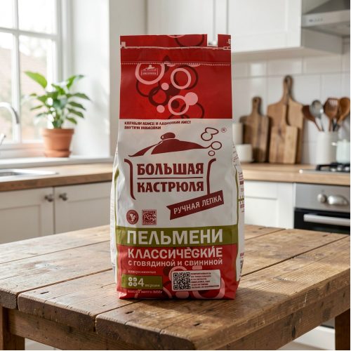 Пельмени Большая кастрюля Классические с говядиной и свининой, 5 кг