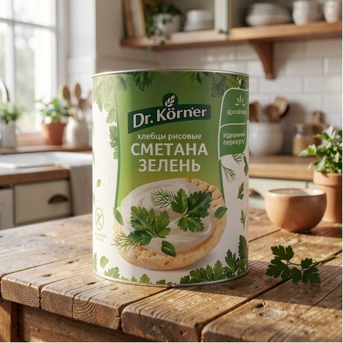 Хлебцы Dr.Korner рисовые со сметаной и зеленью, 80г