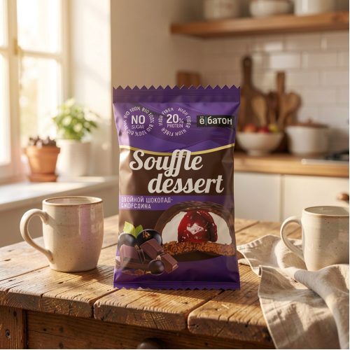 Суфле десерт Ёбатон вкус двойной шоколад и смородина, 50г
