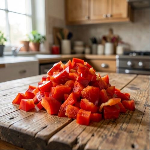 Перец красный кубики, 1 кг