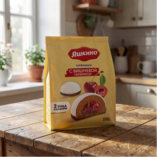 Пряники КДВ Яшкино с вишнёвым начинкой, 350г