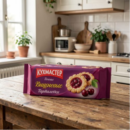 Печенье Кухмастер КМ Вишневые тарталетки, 240г