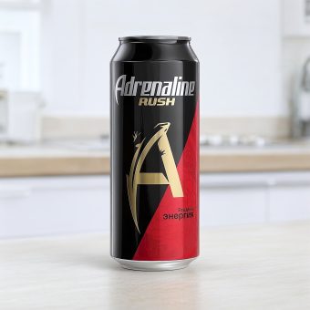 Энергетик Adrenaline (Адреналин) Rush Red Energy ягодная энергия, чёрный, 0.449 л