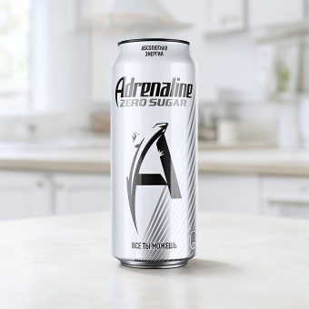 Энергетик Adrenaline (Адреналин) Zero Sugar, серебристый, 0.449 л
