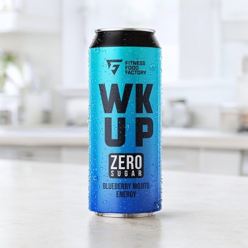 Энергетик Fitness Food Factory (Фитнес Фуд Фэктори) WK UP Черничный мохито без сахара, бирюзовый, 0.45 л