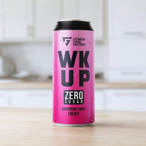 Энергетик Fitness Food Factory (Фитнес Фуд Фэктори) WK UP малина мята без сахара, розовый, 0.45 л