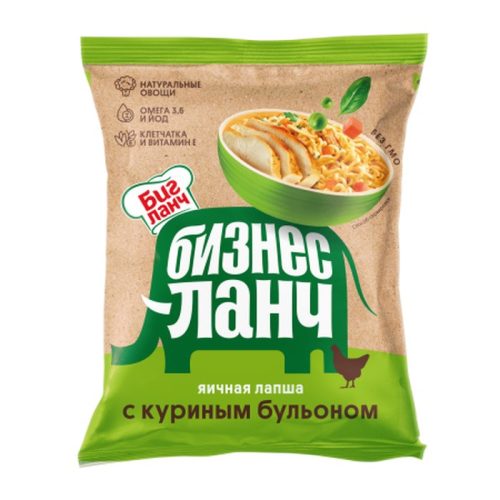 Лапша яичная Бизнес Ланч с куриным бульоном, 45 г