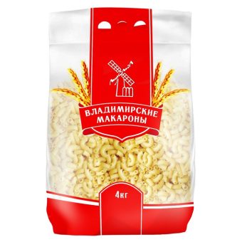 Макароны Владимирские, рожки гладкие, 400 г
