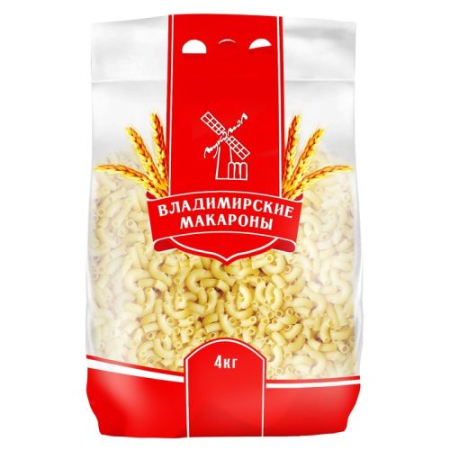 Макароны Владимирские, рожки гладкие, 400 г