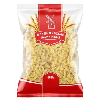 Макароны Владимирские, рожки рифленые, 400 г