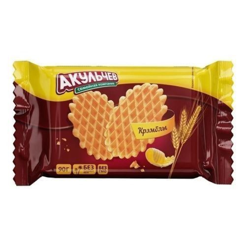 Печенье вафельное Медовые Крэмблы Акульчев с фундуком, 90 г