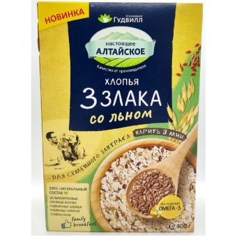 Хлопья 3 злака со льном, 400 г