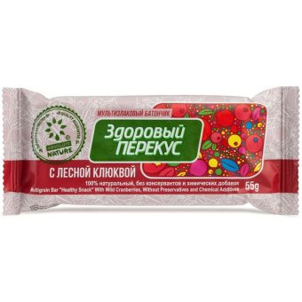 Батончики мюсли Здоровый перекус, клюква, 55 г