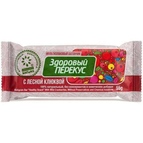 Батончики мюсли Здоровый перекус, клюква, 55 г