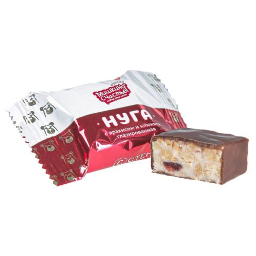 Батончик Мишкино нуга с арахисом и клюквой глазированная, 50 г