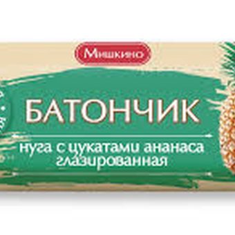Батончик нуга Мишкино с цукатами лимона глазированный, 50 г