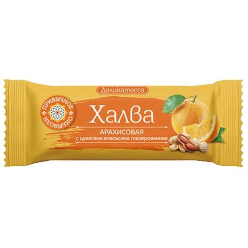 Батончик халва Мишкино арахисовая с цукатами апельсина глазированная, 50 г
