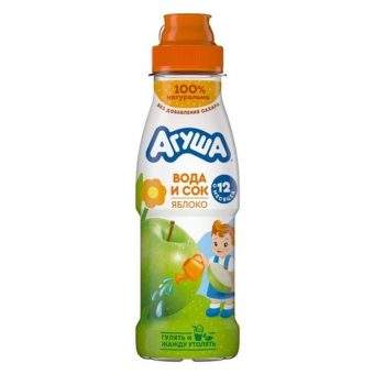 Вода Агуша с соком, яблоко, 0.33 л
