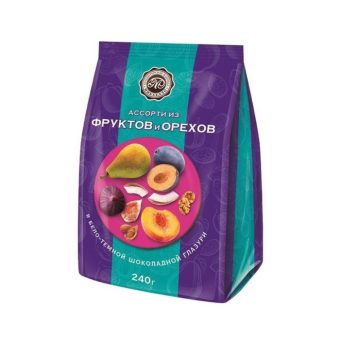 Конфеты Ассорти из фруктов и орехов в белой и тёмной шоколадной глазури Микаелло, 240г