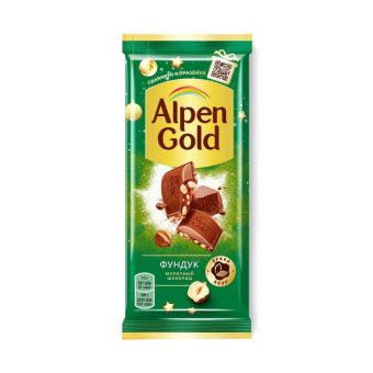 Шоколад Монделис Альпен Голд молочный с фундуком, 80г