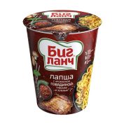 Лапша быстрого приготовления БигЛанч, с пряной говядиной, грибами и зеленью, 65г