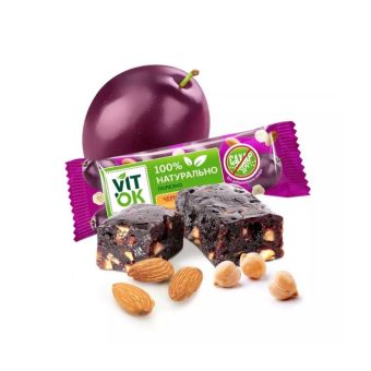 Конфета-батончик Московская ореховая Виток Чернослив и орехи со стевией, 30г