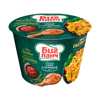 Лапша быстрого приготовления БигЛанч, Соте с курицей и пряными травами, 65г