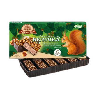 Вафельный торт Рот Фронт Бабаевская Белочка с карамелью и орехами, 220г