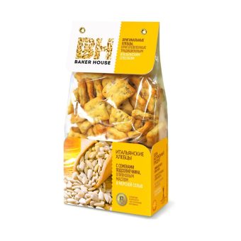 Хлебцы Baker House с семенами подсолнечника, оливковым маслом и морской солью, 250г