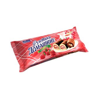 Мини-рулеты Домашний с кремом и фруктово-ягодной начинкой клубника, 150г