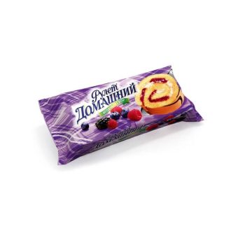 Рулет Домашний с кремом и фруктово-ягодной начинкой ягод сбор, 150г