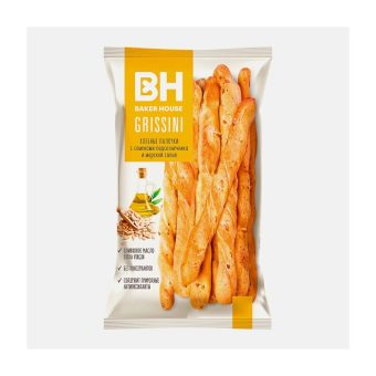 Хлеб палочки Baker House Гриссини с семенами подсолнечника и морской солью, 80г