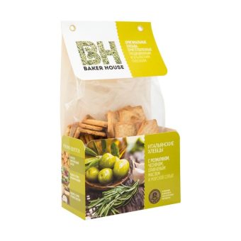 Хлебцы итальянские Baker House с розмарином, чесноком, оливковым маслом и морской солью, 250г