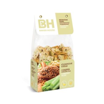 Хлебцы итальянские Baker House с сельдереем, семенами льна и оливковым маслом, 250г