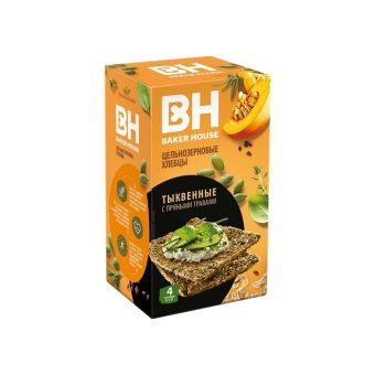 Хлебцы цельнозерновые Baker House Скандинавские тыквенные с пряными травами, 180г