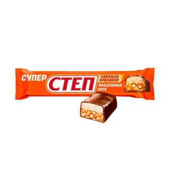 Батончик Славянка глазированный Супер Степ нуга, арахис, карамель, 65г