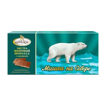 Шоколад Славянка Мишка на севере Экстрамолочный с дроблёным миндалём, 100г