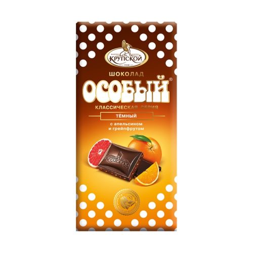 Шоколад Славянка Особый тёмный с апельсином и грейпфрутом, 85г
