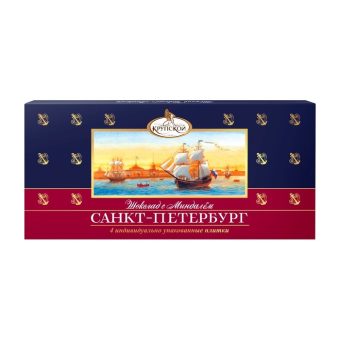 Шоколад Славянка Санкт-Петербург тёмный с миндалём порционный, 100г