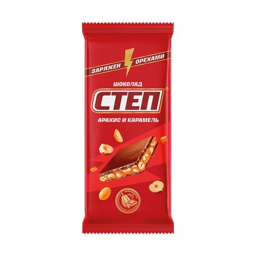 Шоколад Славянка Степ молочный с начинкой арахис и карамель, 80г